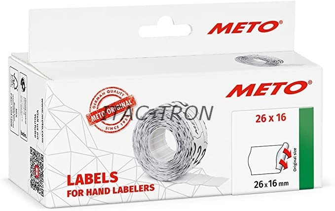 Rotolo etichette Meto 26x16 mm. bianco adesivo permanente